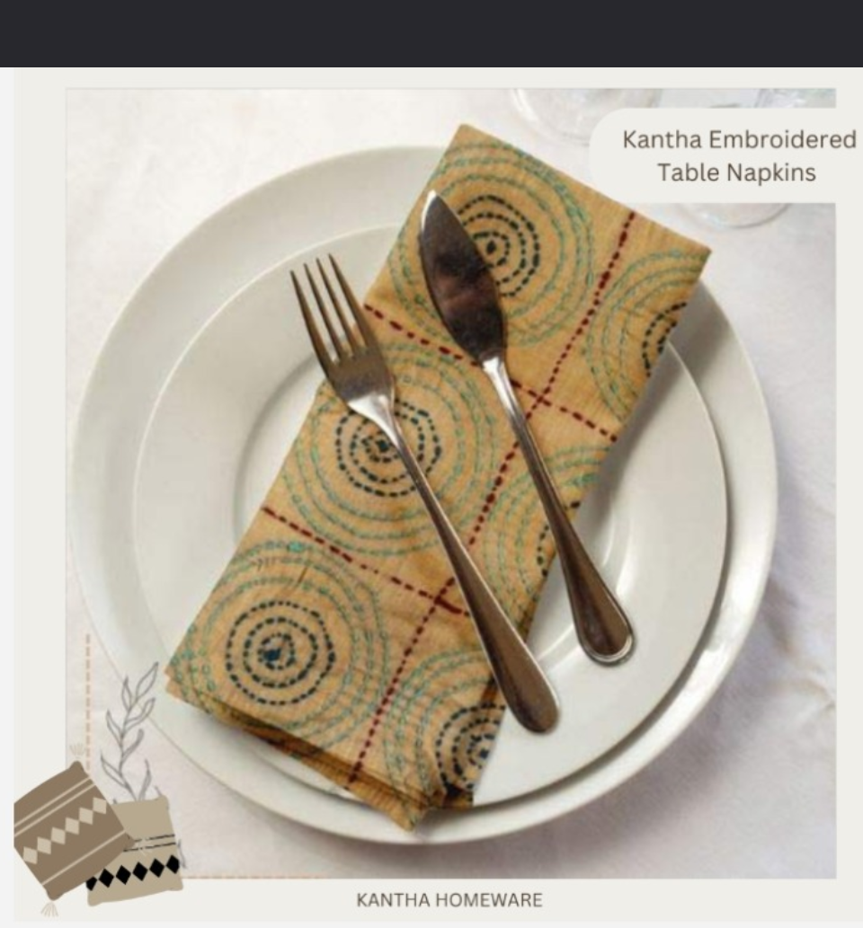 Kantha Embroidered Table Napkin