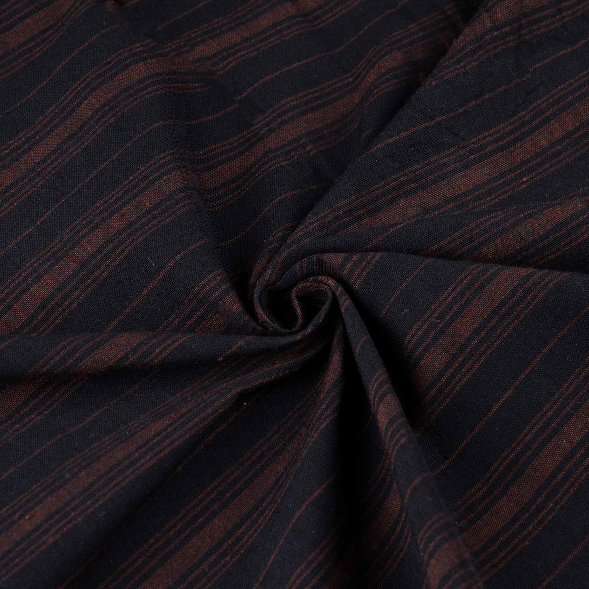 Stripe Black Brown Khadi Cotton 146 GSM Fabric