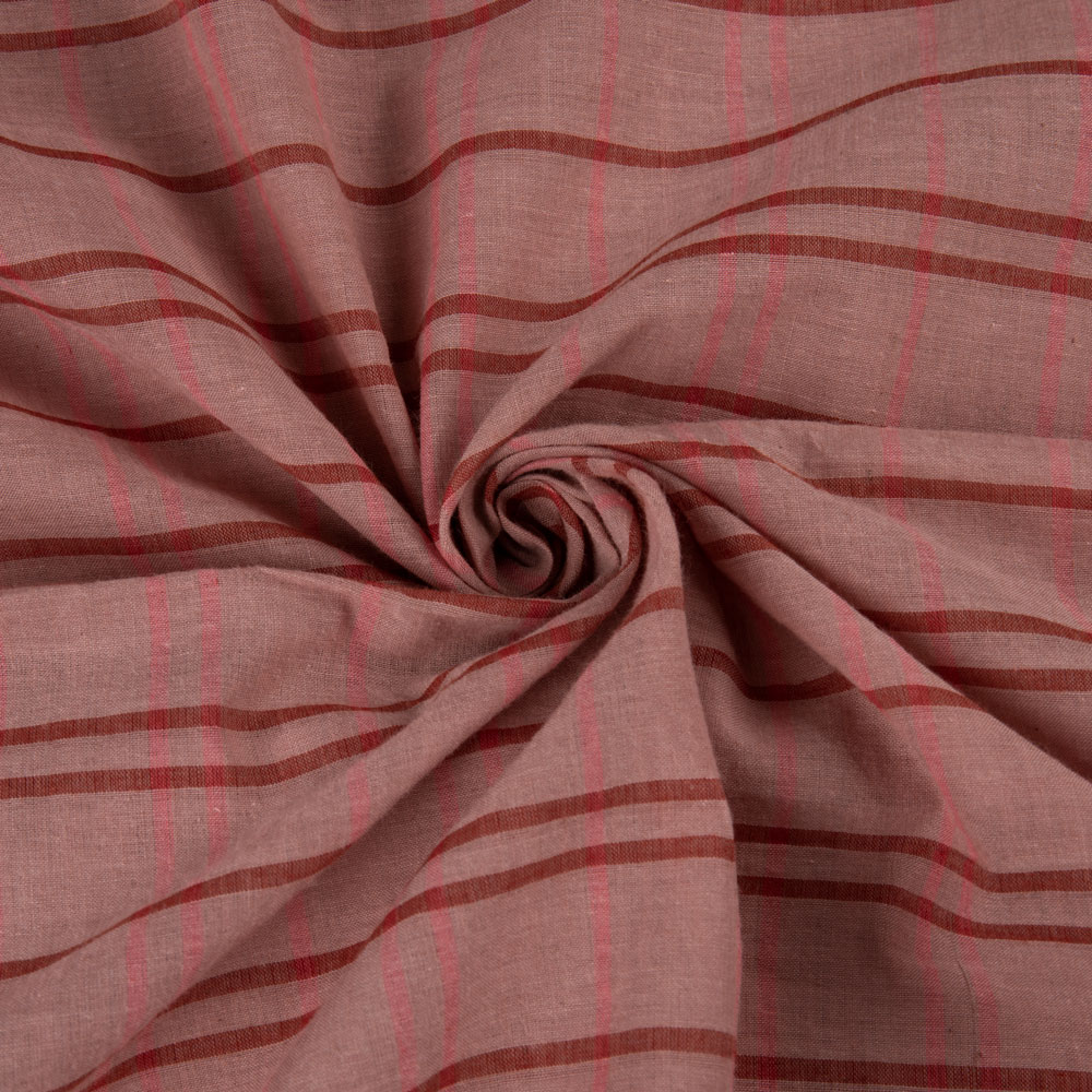 Check Brown Pure Cotton 55 GSM Handwoven Fabric