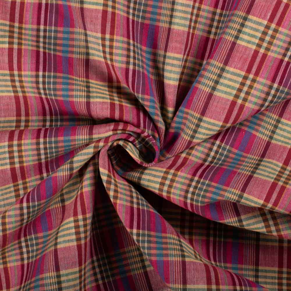 Multicolour Check Pure Cotton 90 GSM Handwoven Fabric 794