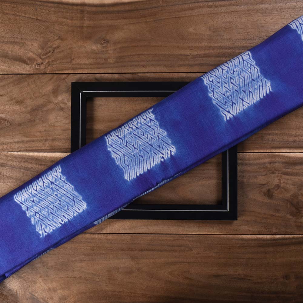 Abstract Blue Shibori 90 GSM Mercerised Cotton Fabric 55