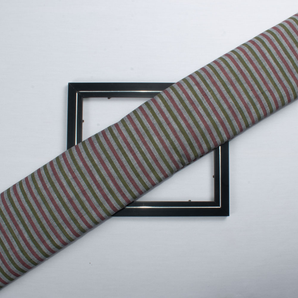 Stripe Multicolor Pure Cotton 80 GSM Handwoven Fabric