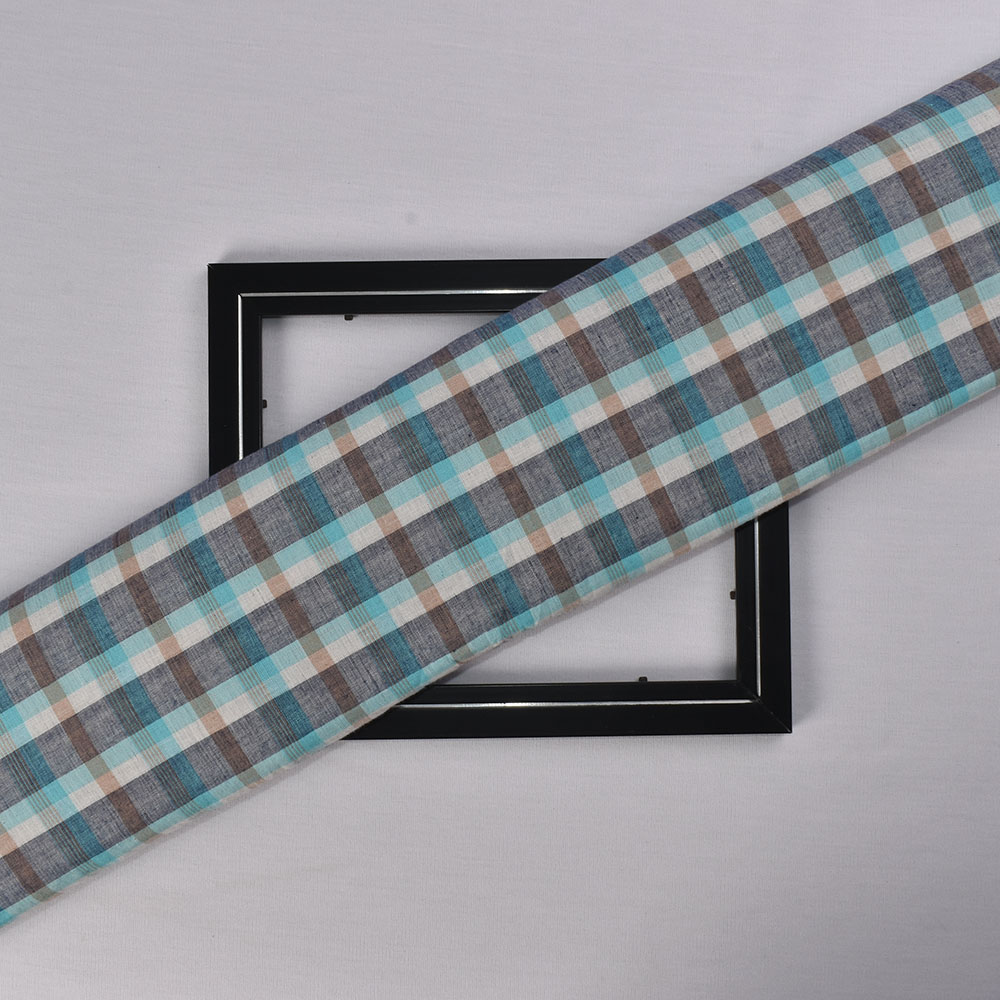 Check Multicolor Pure Cotton 100 GSM Handwoven Fabric 602