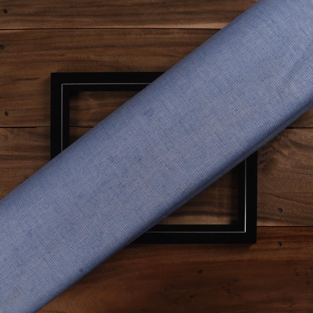 Stripe Sky Blue Pure Cotton 95 GSM Handwoven Fabric