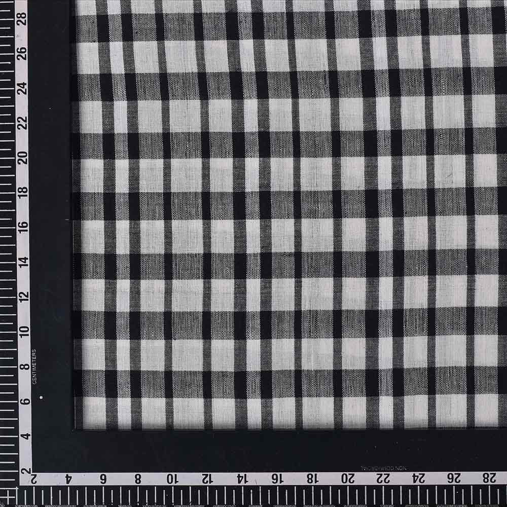 CHECK BLACK WHITE PURE COTTON 90 GSM HANDWOVEN FABRIC