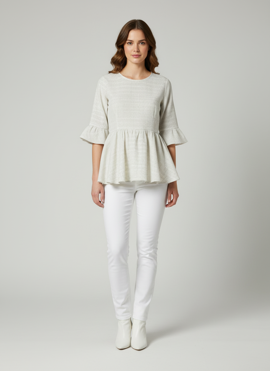 Short Free Style Top With Bell Sleeves- Bottom Gatherings