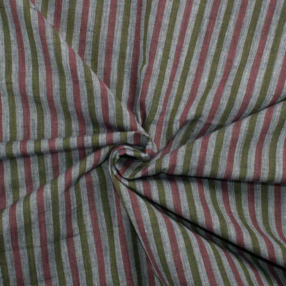 Stripe Multicolor Pure Cotton 80 GSM Handwoven Fabric