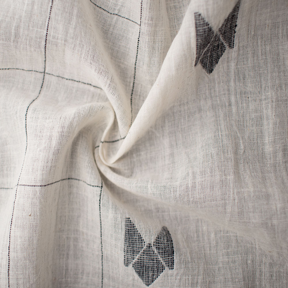 Geometric Cream Jamdani Pure Cotton Organdy 55 GSM Fabric 54