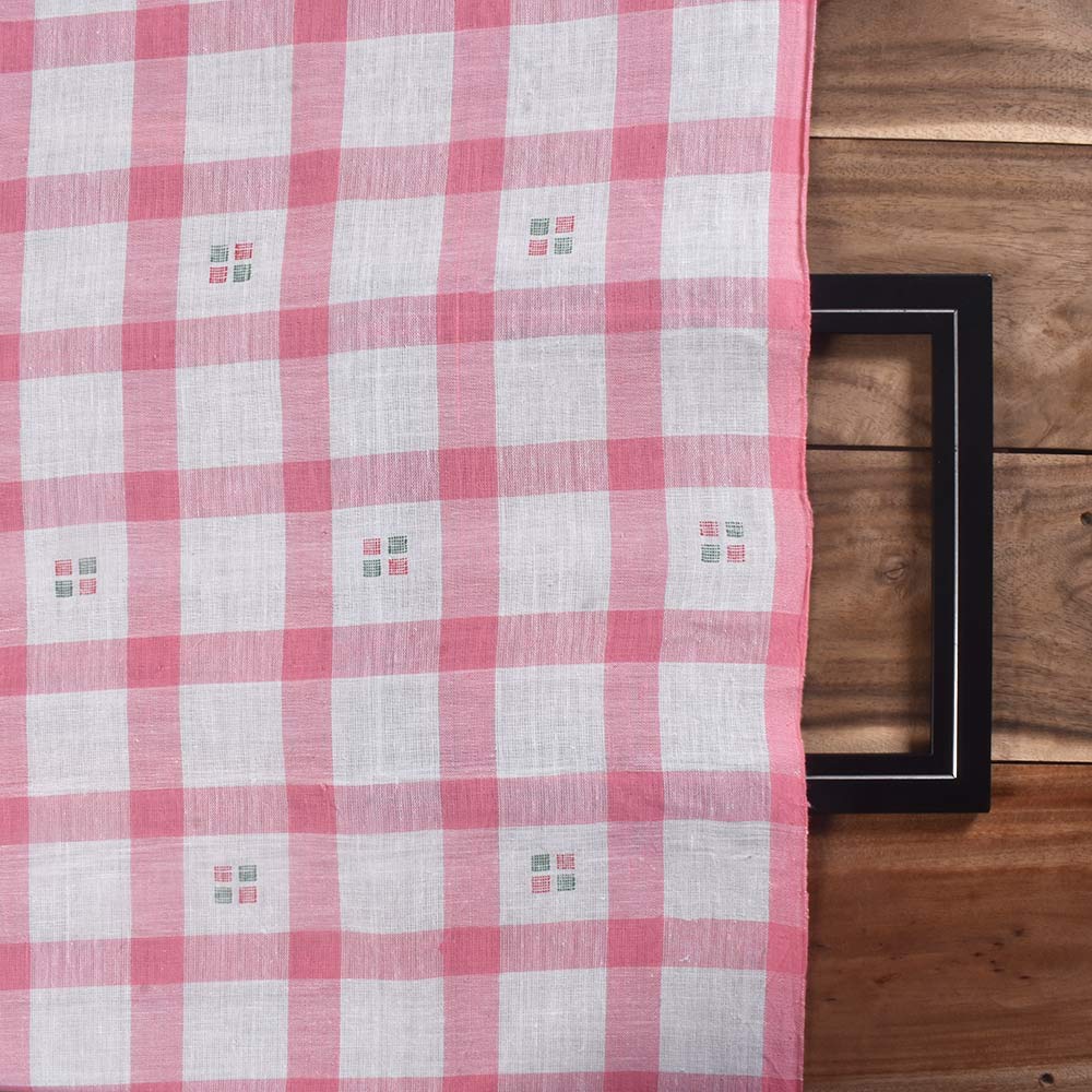 Khadi Jamdani fabric adorned with a classic check pattern