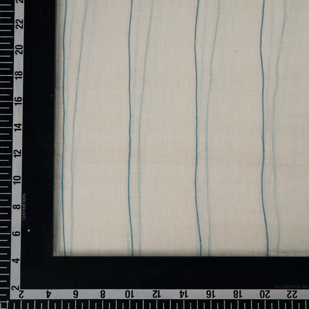 PINSTRIPE OFF WHITE COTTON & MULBERRY SILK BLEND 42 GSM HANDWOVEN FABRIC