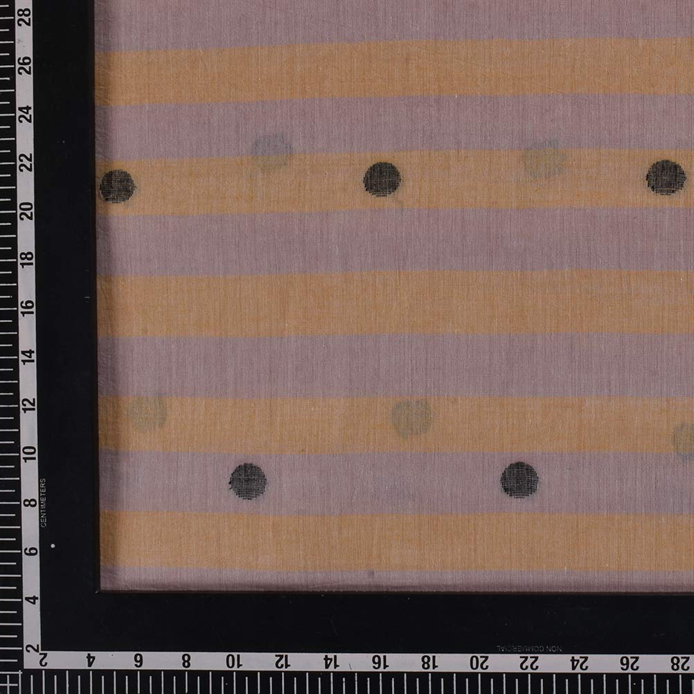 POLKA DOT STRIPE BEIGE & YELLOW JAMDANI PURE COTTON 60 GSM HANDWOVEN FABRIC