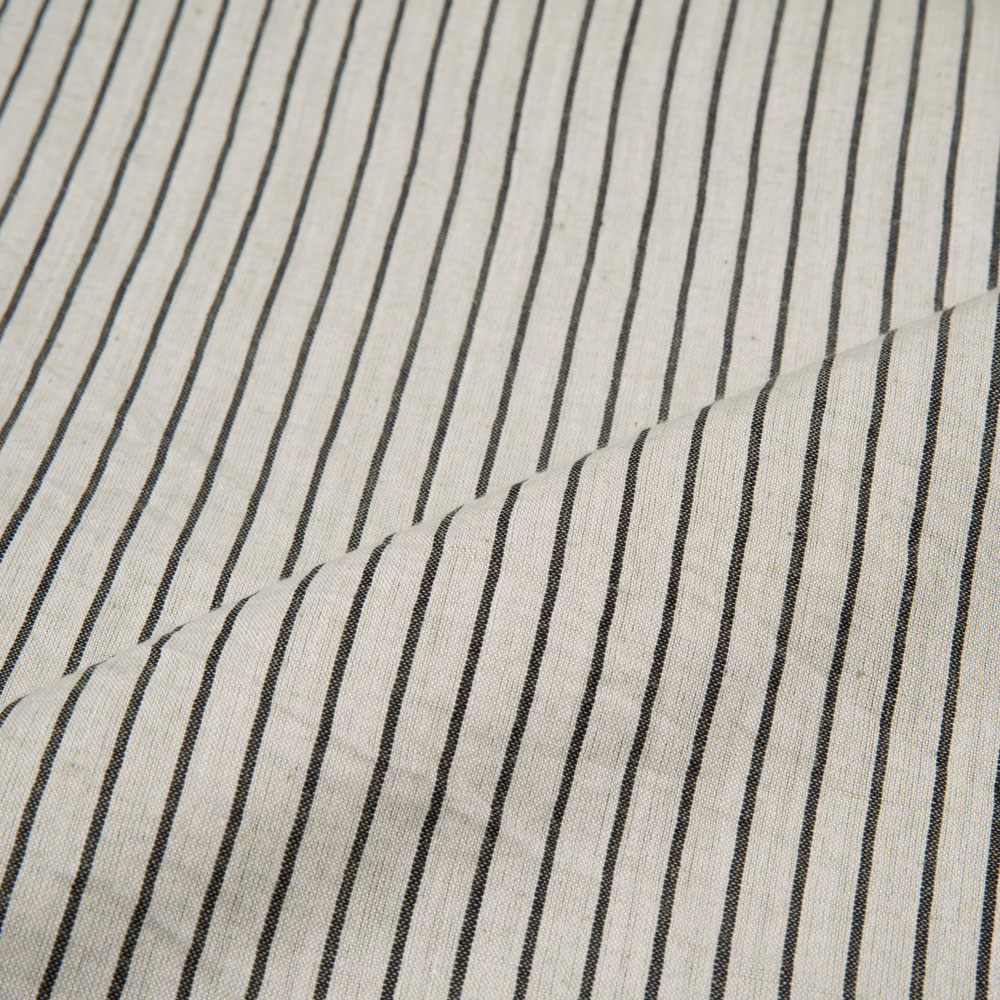 STRIPE WHITE & BLACK PURE COTTON 75 GSM HANDWOVEN FABRIC