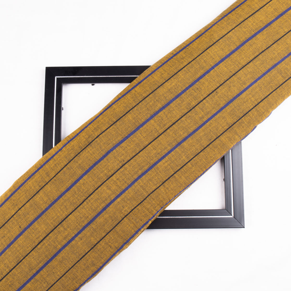 Stripe Mustard Pure Cotton 97 GSM Handwoven Fabric