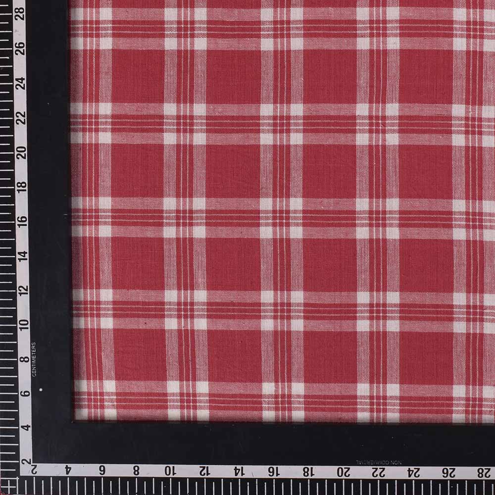 CHECK PINK WHITE PURE COTTON 110 GSM HANDWOVEN FABRIC 512