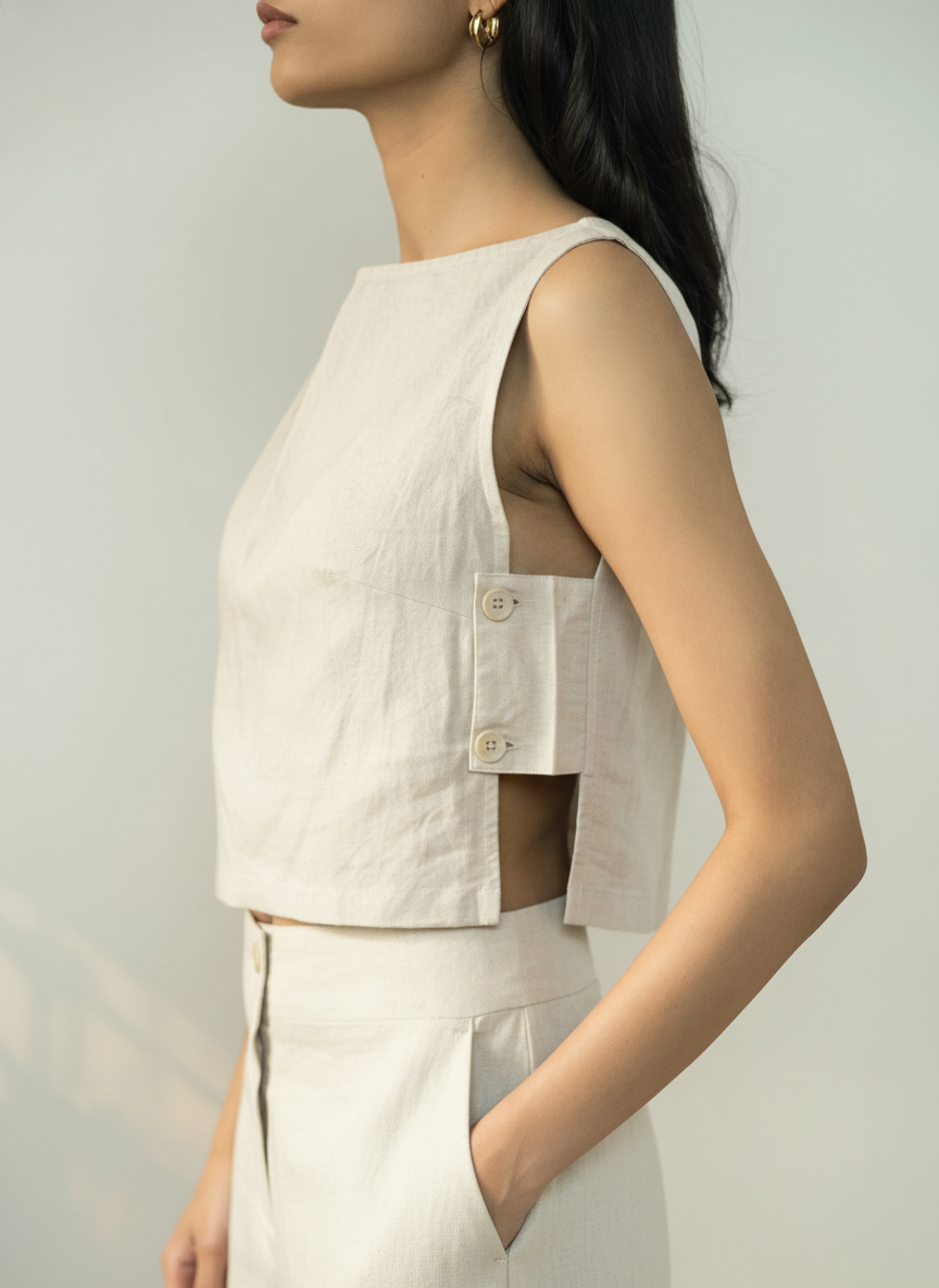 Side Buttoned Flap Top