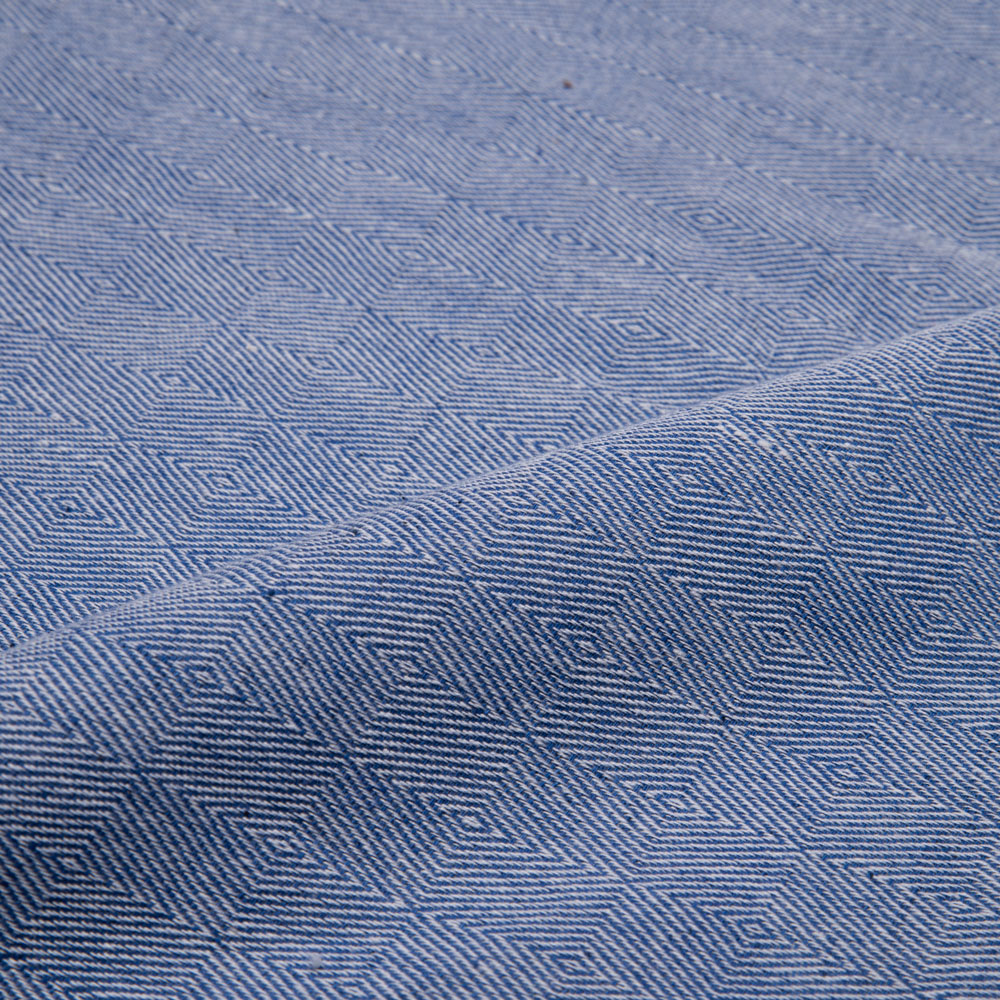 DIAMOND TWILL BLUE JACQUARD COTTON KHADI 145 GSM FABRIC