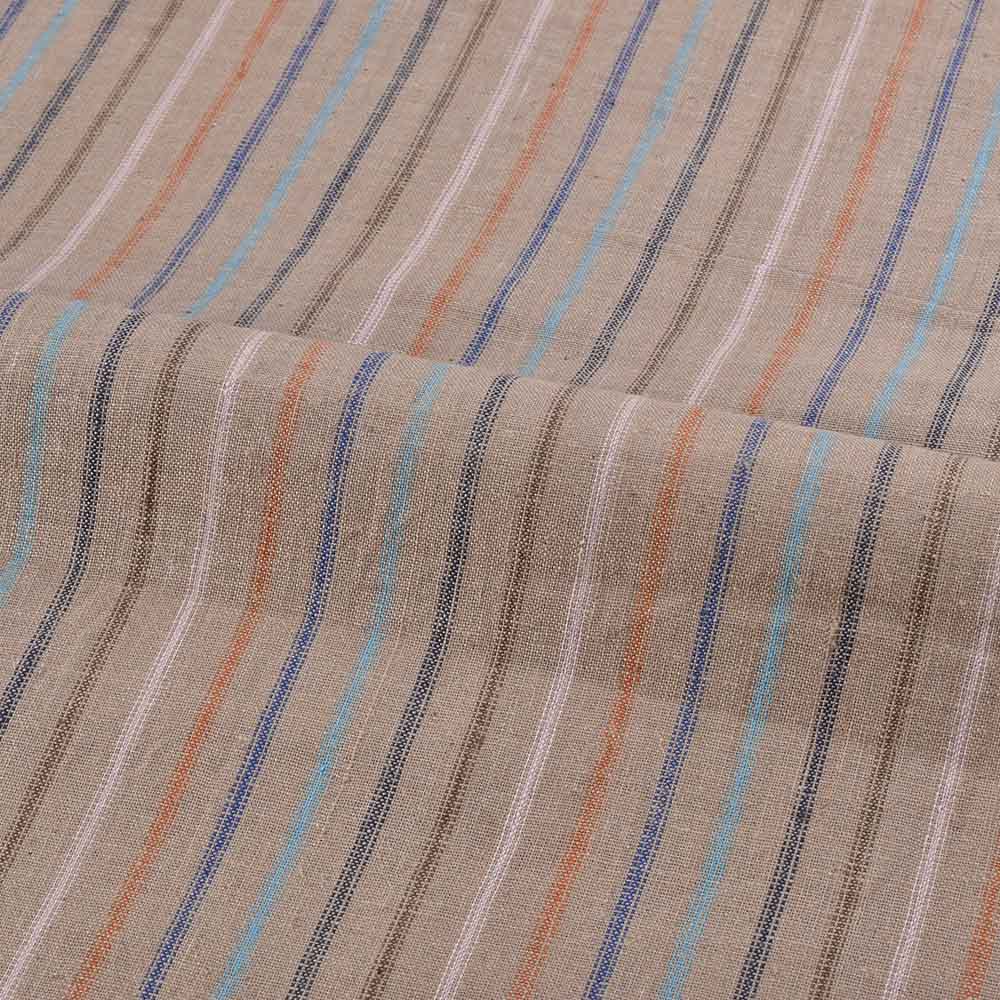 STRIPE BEIGE PURE COTTON 120 GSM HANDWOVEN FABRIC
