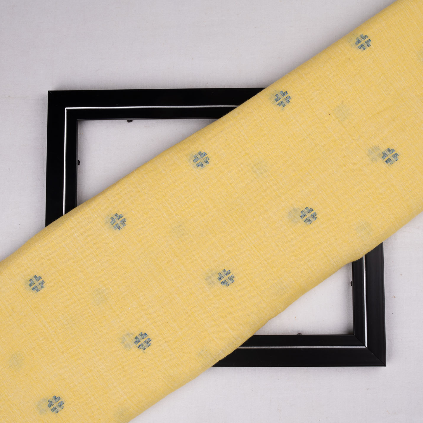 Geometric Light Yellow Jamdani Pure Cotton 55 GSM Fabric