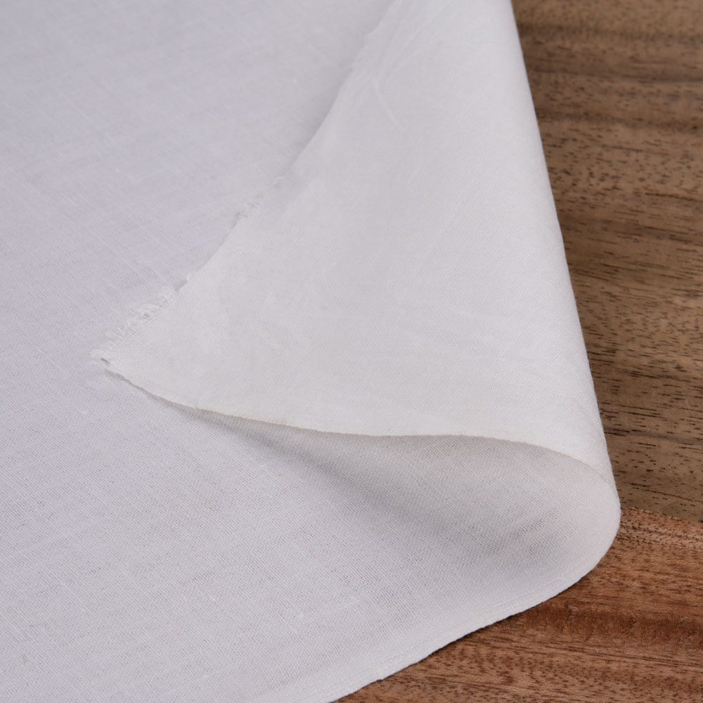 White Mulmul Khadi Cotton 105 GSM Fabric - Bleached White & Dyeable