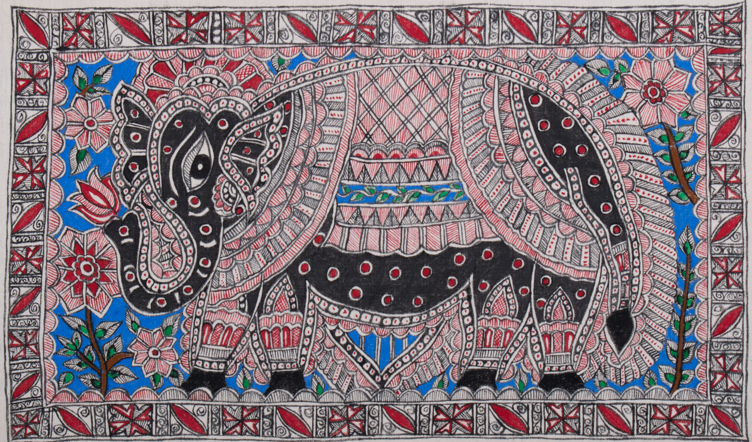 Indian artisan working on Madhubani artwork within structured handloom ecosystem.