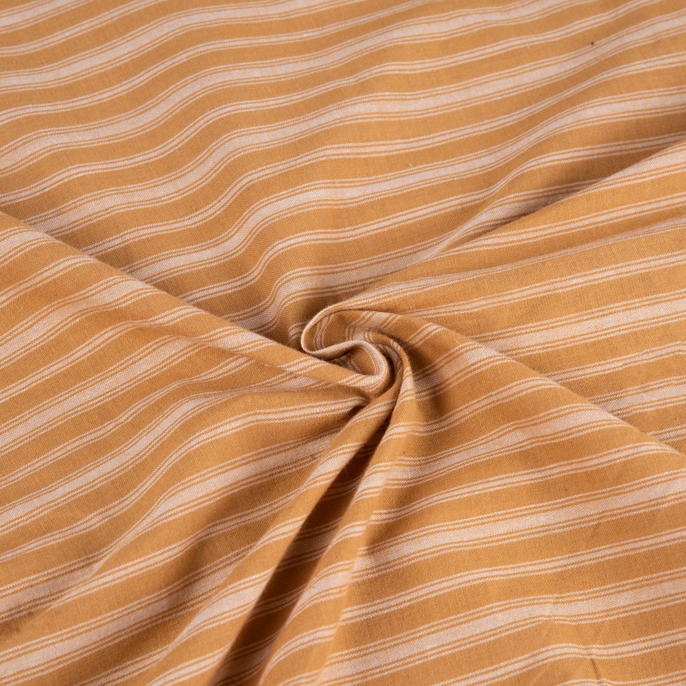 Stripe Mustard Yellow Pure Cotton 87 GSM Handwoven Fabric