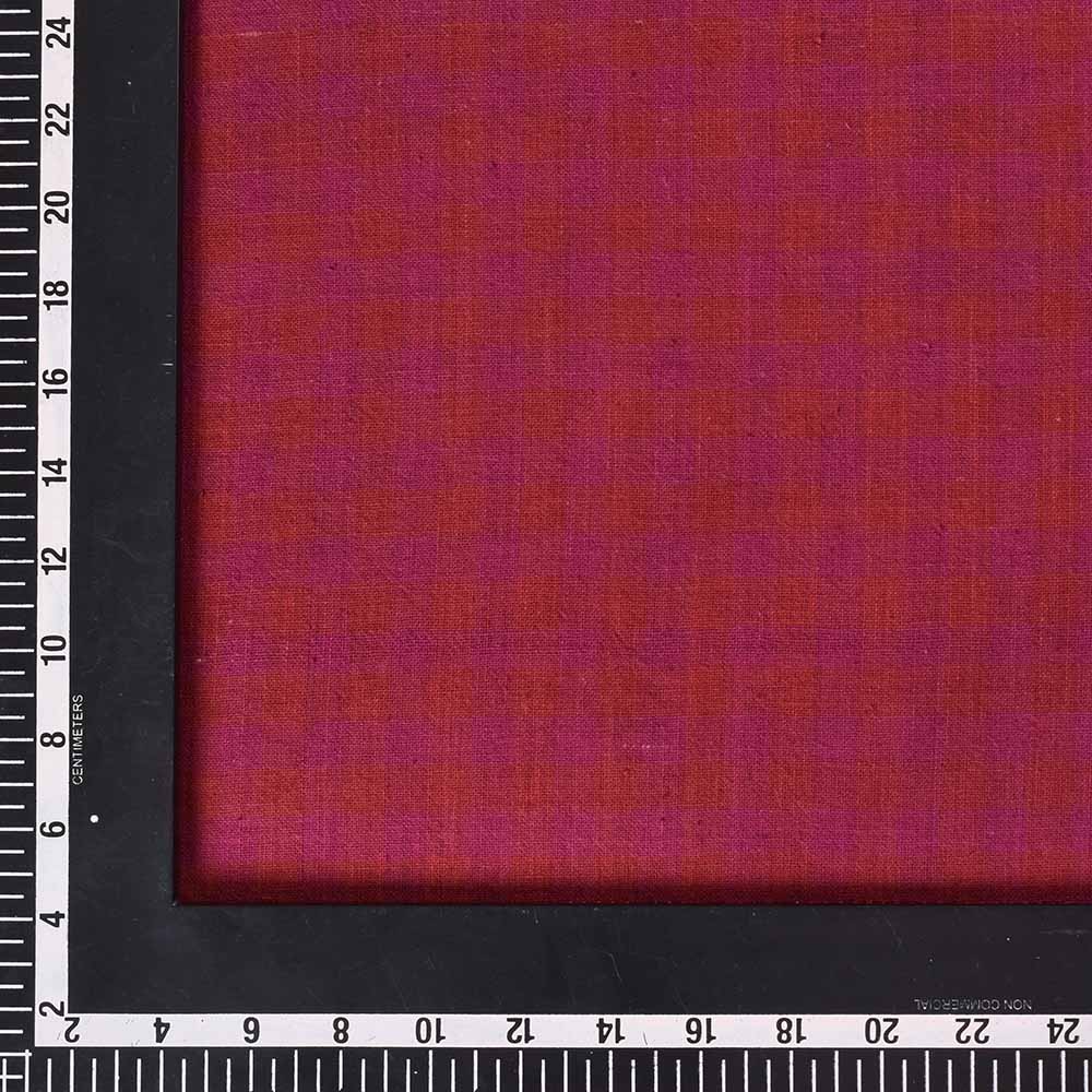 CHECK MAROON PURE KHADI 125 GSM HANDWOVEN FABRIC