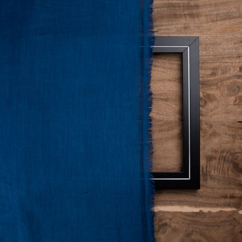 PLAIN BLUE KHADI COTTON 69 GSM HANDWOVEN FABRIC
