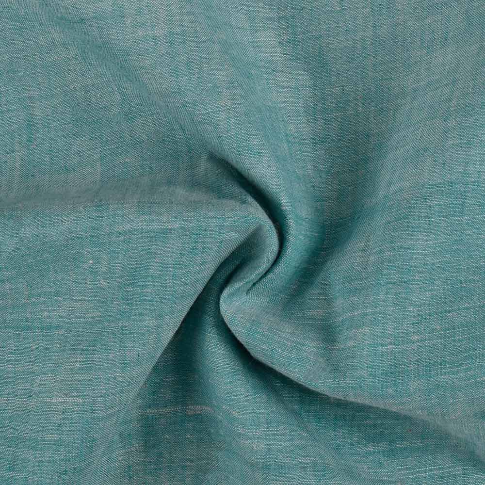 Chambray Teal Khadi Cotton 75 GSM Handwoven Fabric