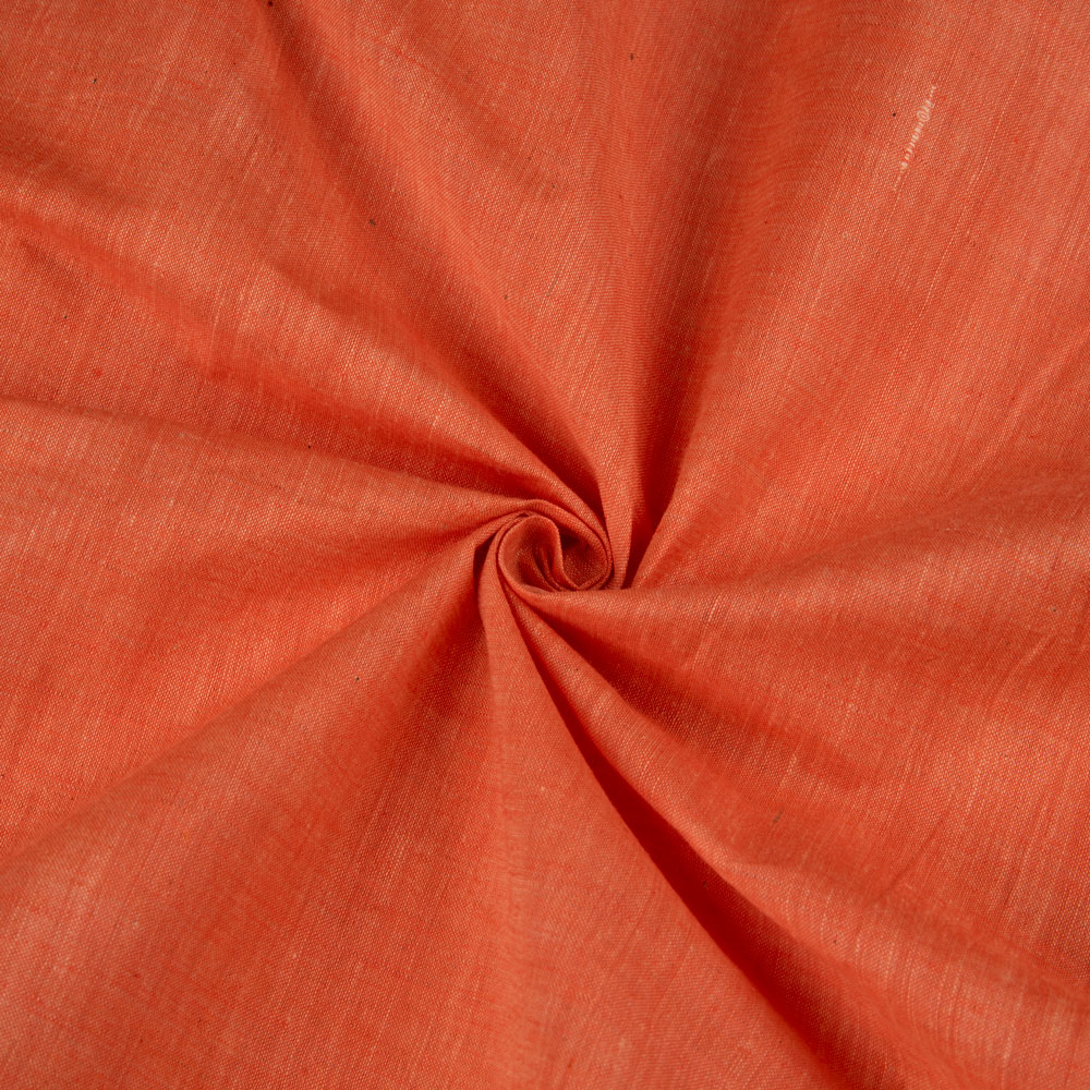 Chambray Orange Khadi Cotton 75 GSM Handwoven Fabric