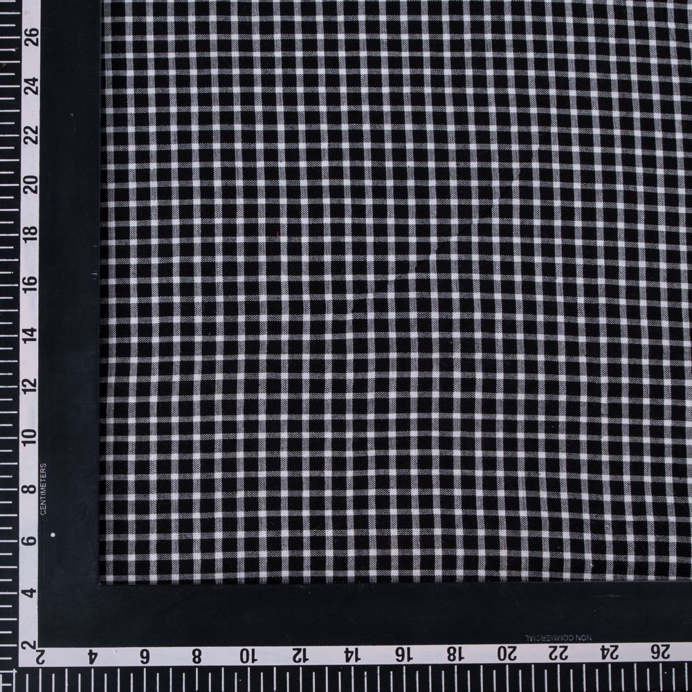 CHECK BLACK & WHITE PURE COTTON 106 GSM HANDWOVEN FABRIC