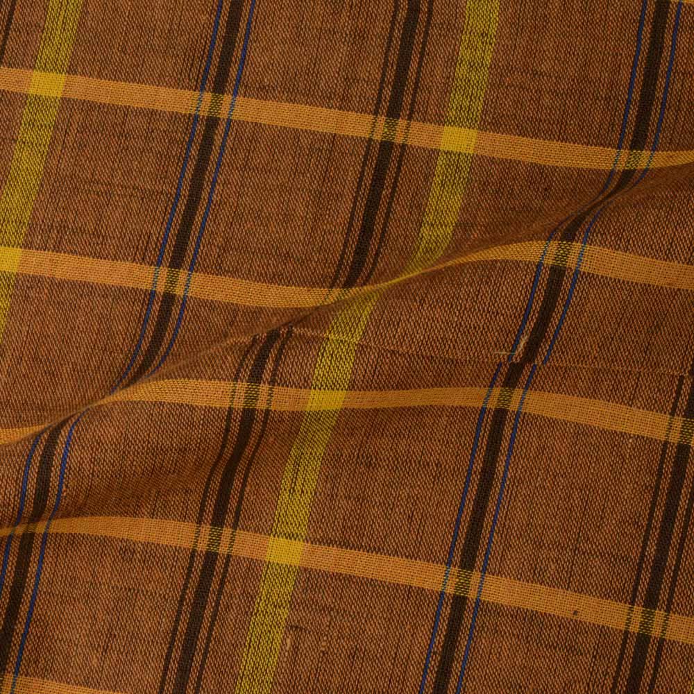 CHECK BROWN PURE COTTON 106 GSM HANDWOVEN FABRIC