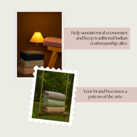 Indian artisan weaving cotton fabric as part of an ethical and socially responsible supply chain