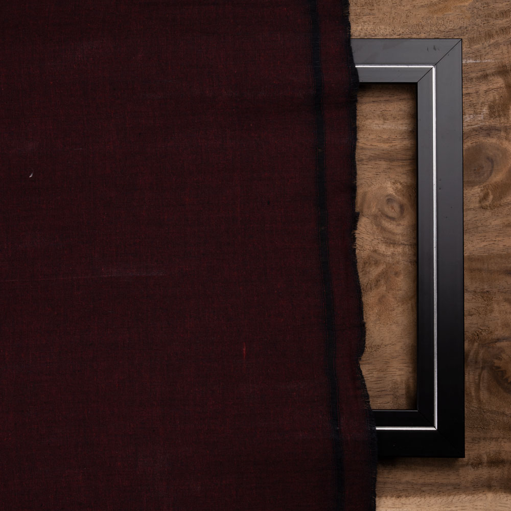 CROSS COLOUR DEEP PLUM PURE COTTON 95 GSM HANDWOVEN FABRIC