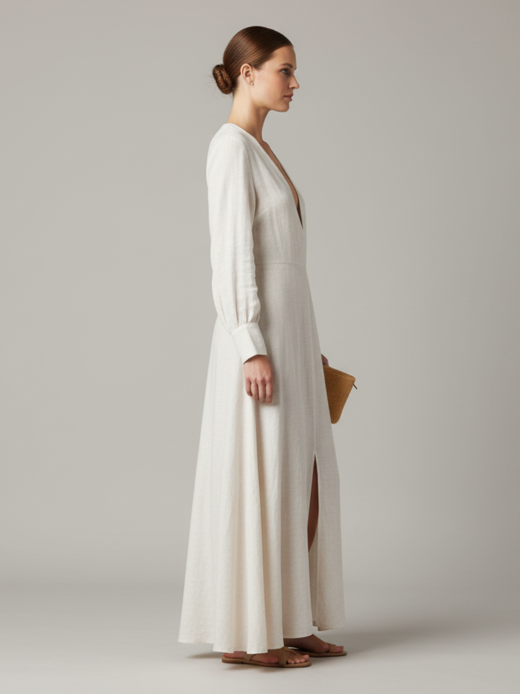 Deep Cut V-Neck Long