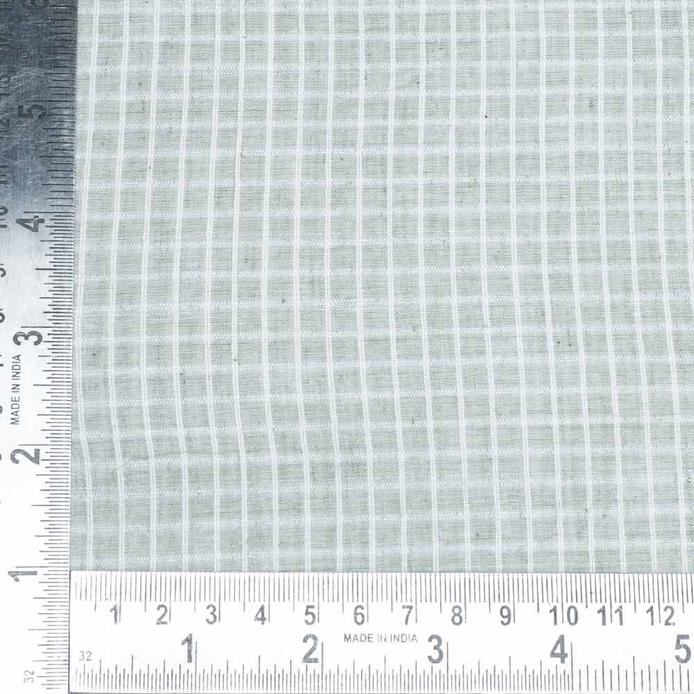 CHECK GREENISH GREY PURE COTTON 104 GSM HANDWOVEN FABRIC
