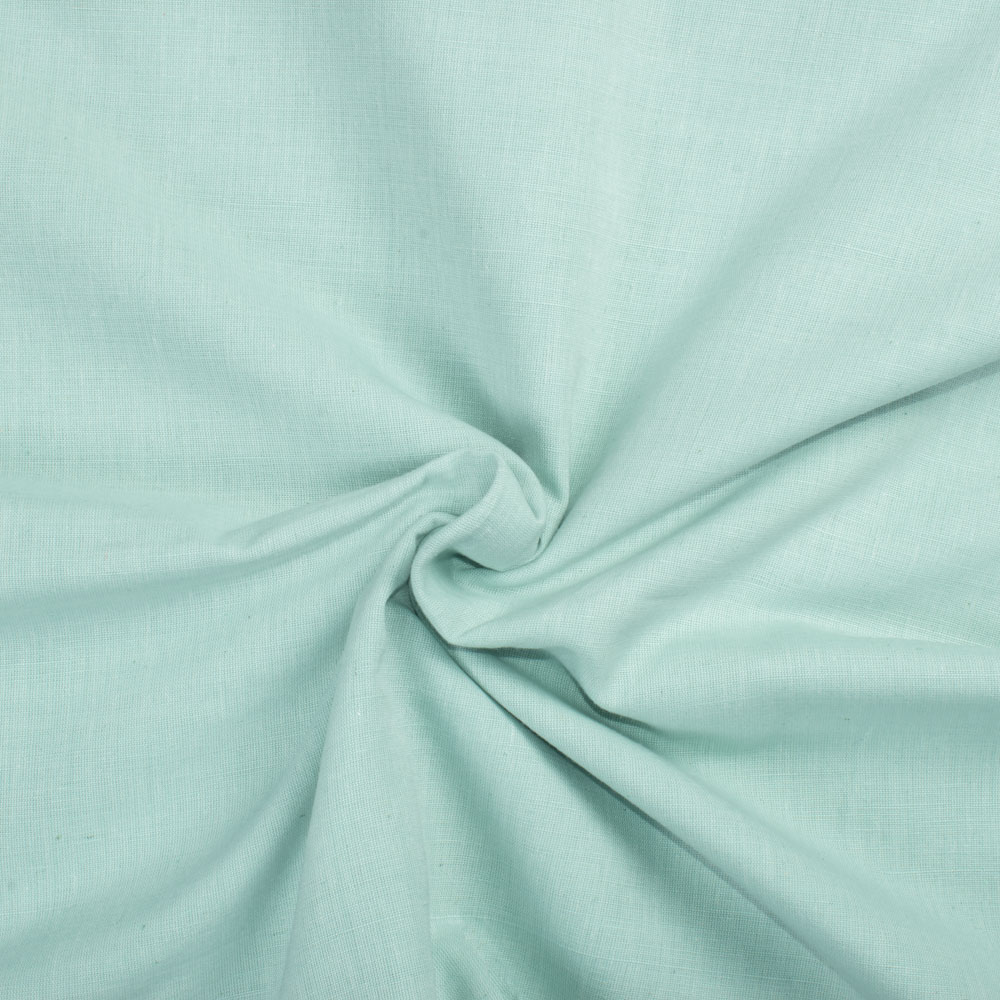 Chambray Turquoise Khadi Cotton 125 GSM Handwoven Fabric