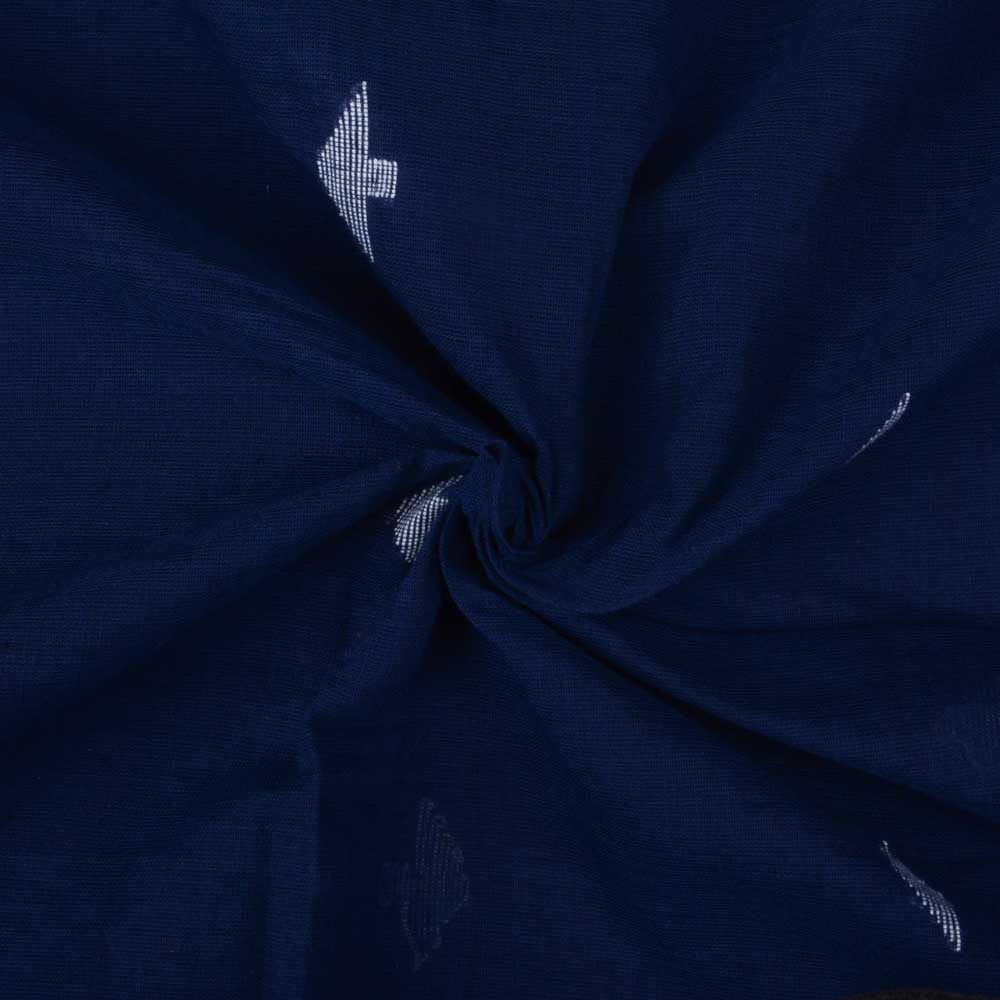 Geometric Midnight Blue Jamdani Pure Cotton 55 GSM Fabric 149