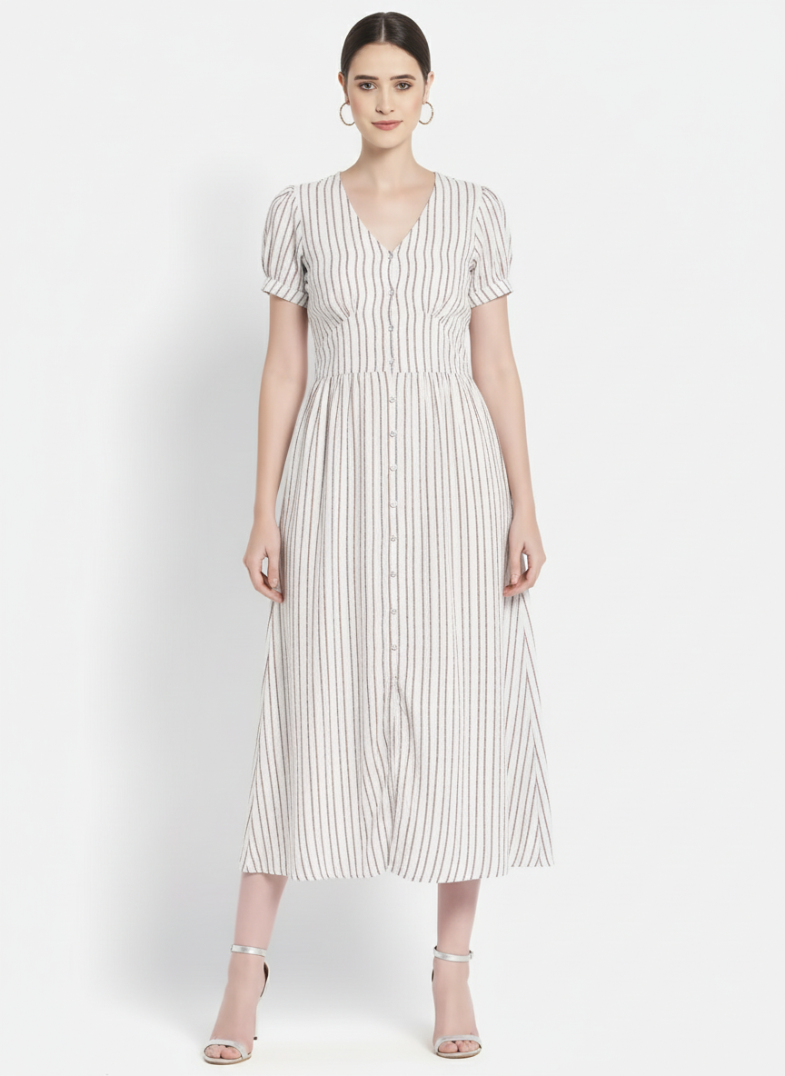 Pinstripe A-Line Dress