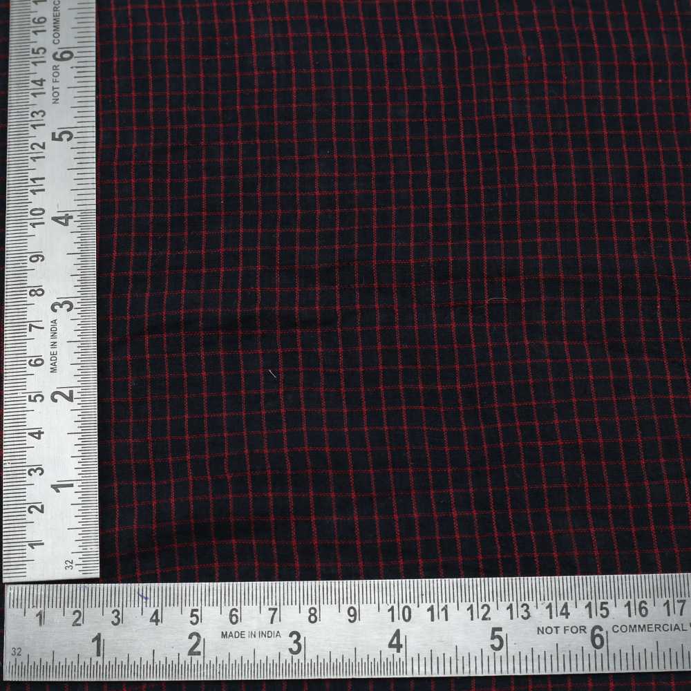 CHECK BLACK PURE COTTON 105 GSM HANDWOVEN FABRIC