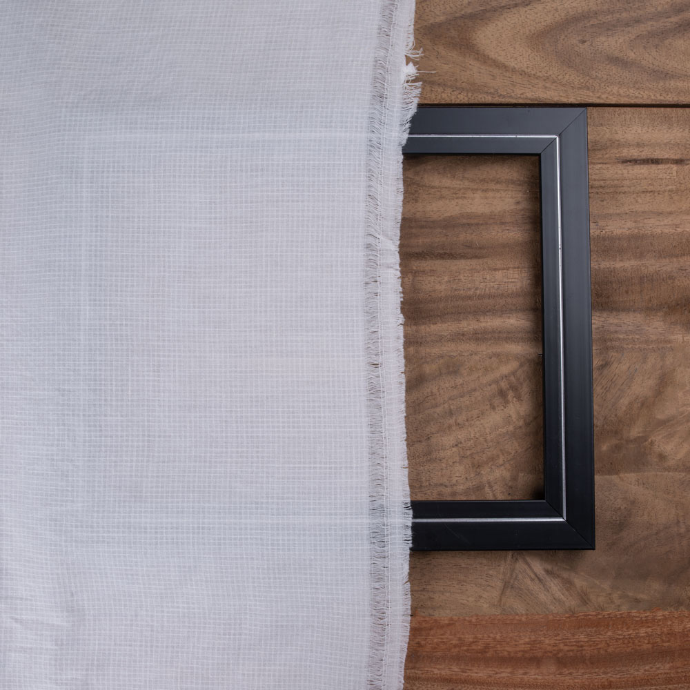 WHITE CHECK COTTON 84 GSM FABRIC - BLEACHED WHITE & DYEABLE