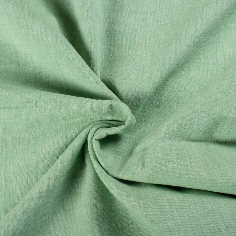 Chambray Plain Light Green Khadi Cotton 70 GSM Handwoven Fabric