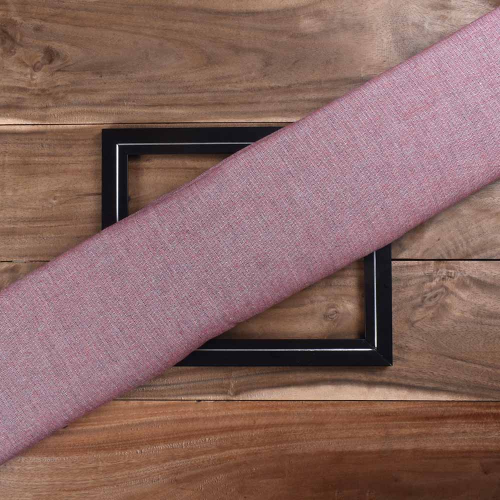 Herringbone Twill Red Pure Cotton 97 GSM Handwoven Fabric