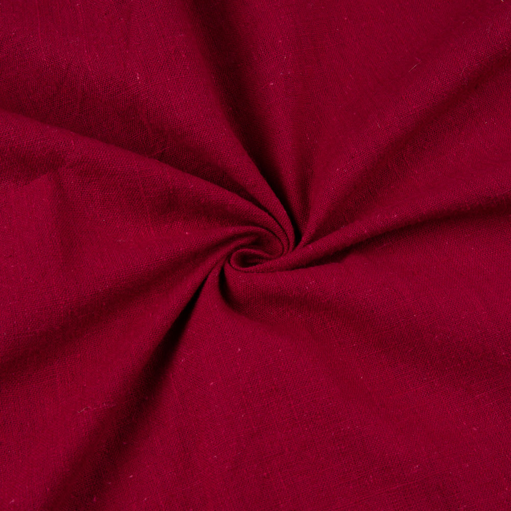 Plain Red Pure Khadi 140 GSM Handspun & Handwoven Fabric