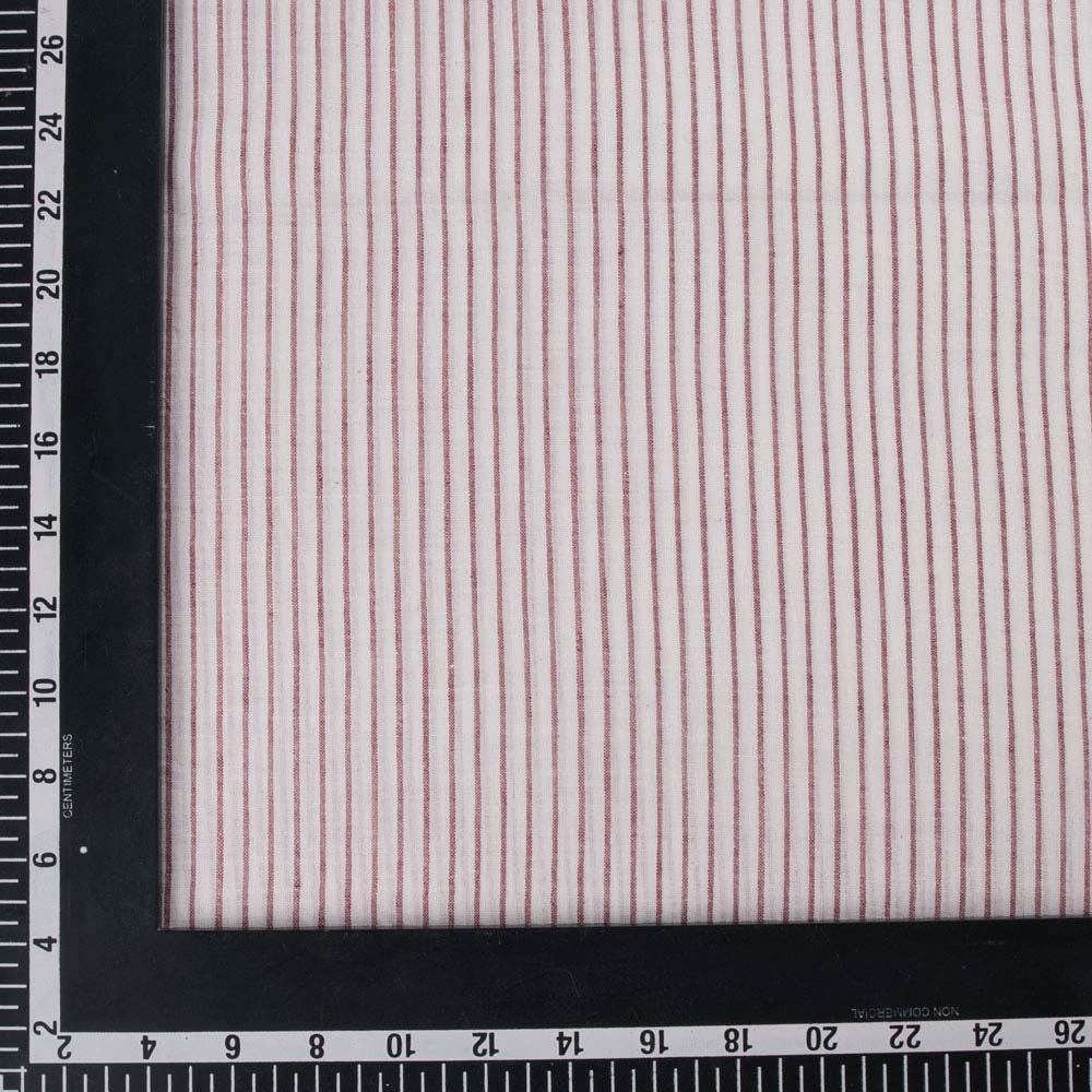 STRIPE WHITE & RED COTTON 63 GSM HANDWOVEN FABRIC