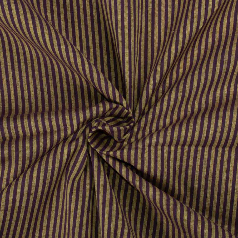 Stripe Yellow Brown Pure Cotton 95 GSM Handwoven Fabric