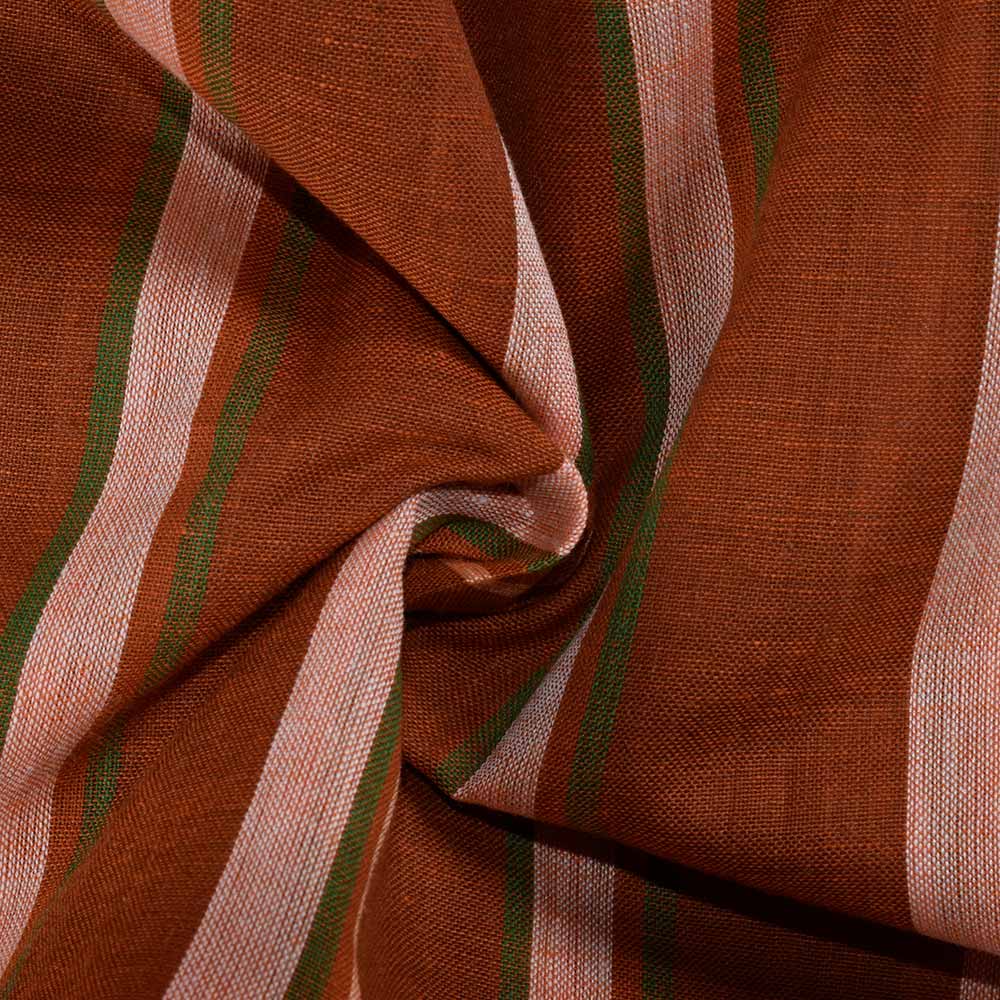 Stripe Brown Pure Cotton 70 GSM Handwoven Fabric 227