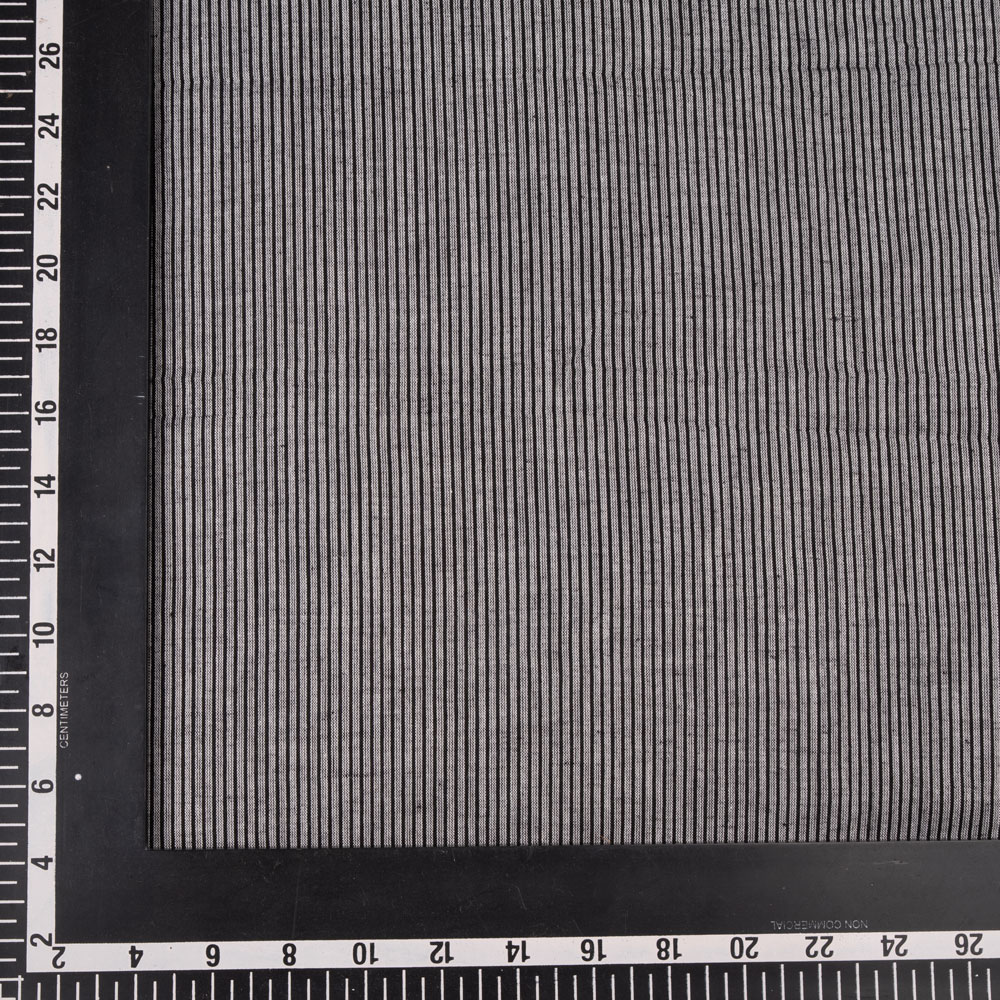PINSTRIPE BLACK PURE COTTON 79 GSM HANDWOVEN FABRIC