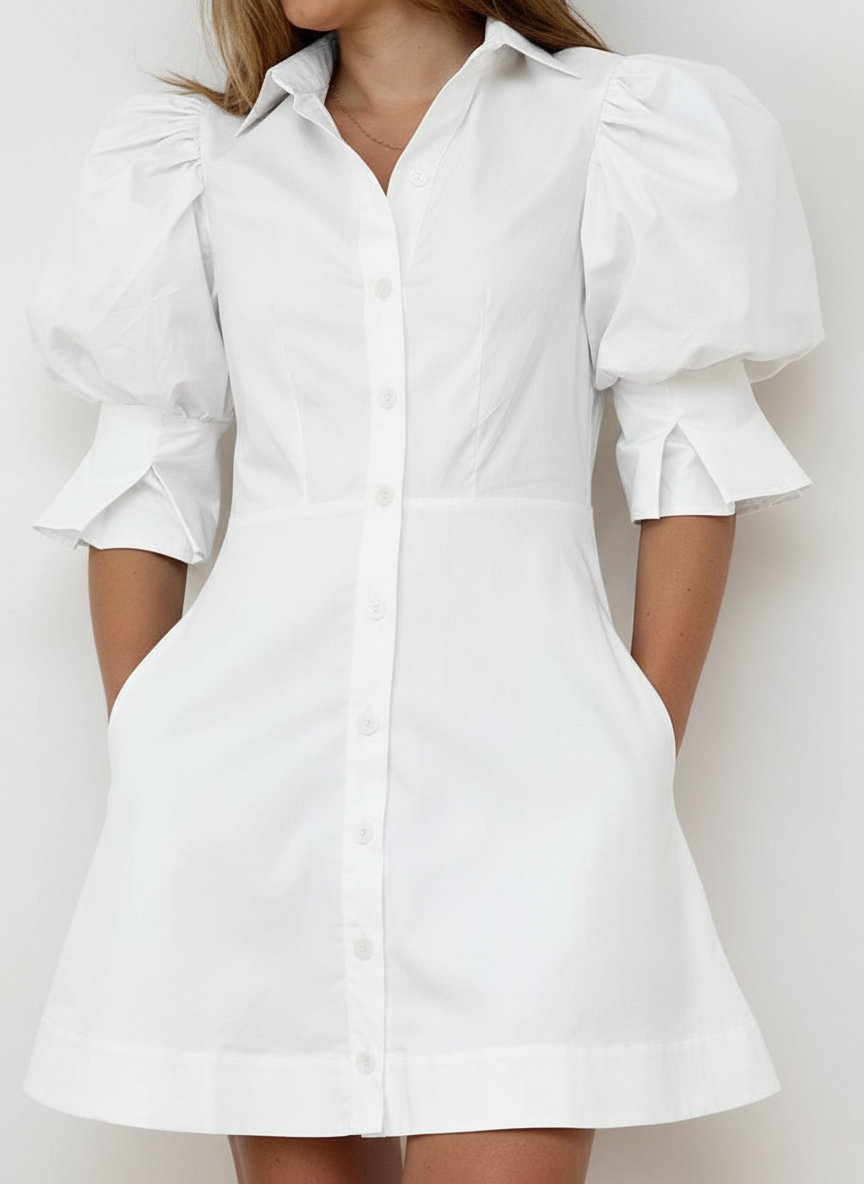 Pleated & Gathered Shirt Dress