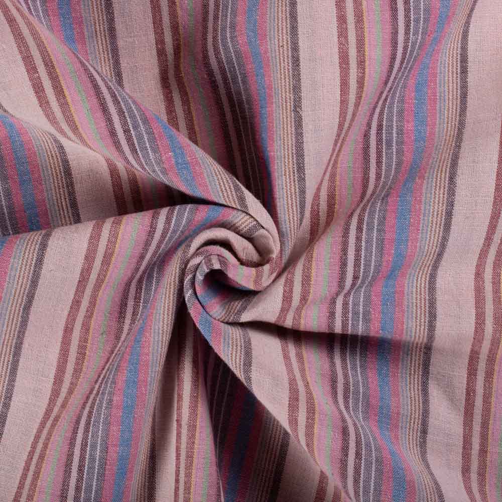 Multicolour Stripe Cotton & Hemp 145 GSM Handwoven Fabric