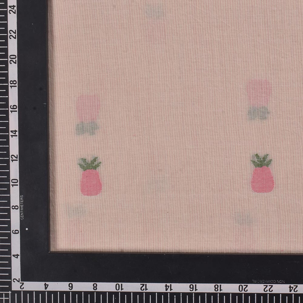 GEOMETRIC PINEAPPLE PEACH JAMDANI PURE COTTON 58 GSM HANDWOVEN FABRIC